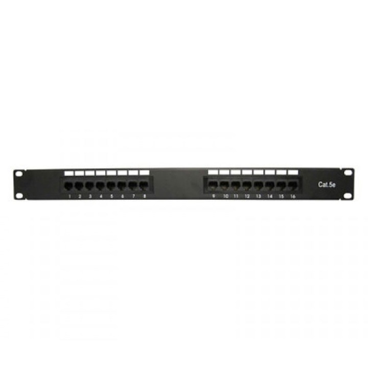 EQUIP Árnyékolt csatlakozó panel, Cat. 6, 16, 1U port, 19 ”, Fekete