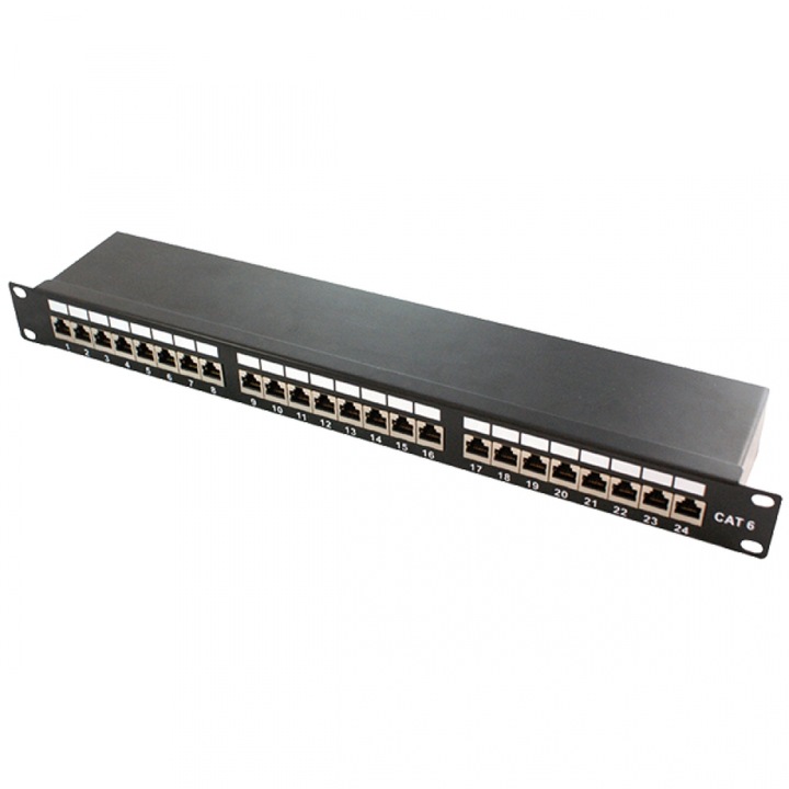 Защитен панел за свързване, Logilink, Cat.6 STP 24 порта, 19", черен