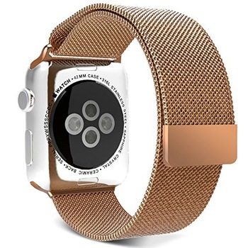 Curea iUni compatibila cu Apple Watch 1/2/3/4/5/6, 44mm, Milanese Loop, Otel Inoxidabil, Gold Curea iUni compatibila cu Apple Watch 1/2/3/4/5/6, 44mm, Milanese Loop, Otel Inoxidabil, Gold