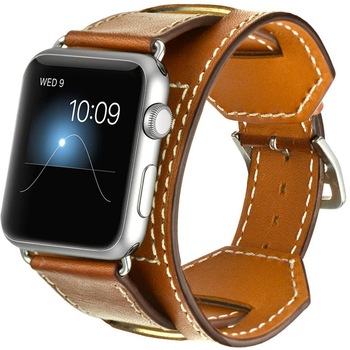 Curea iUni compatibila cu Apple Watch 1/2/3/4/5/6, 40mm, Cuff 4 in 1, Piele, Maro Curea iUni compatibila cu Apple Watch 1/2/3/4/5/6, 40mm, Cuff 4 in 1, Piele, Maro