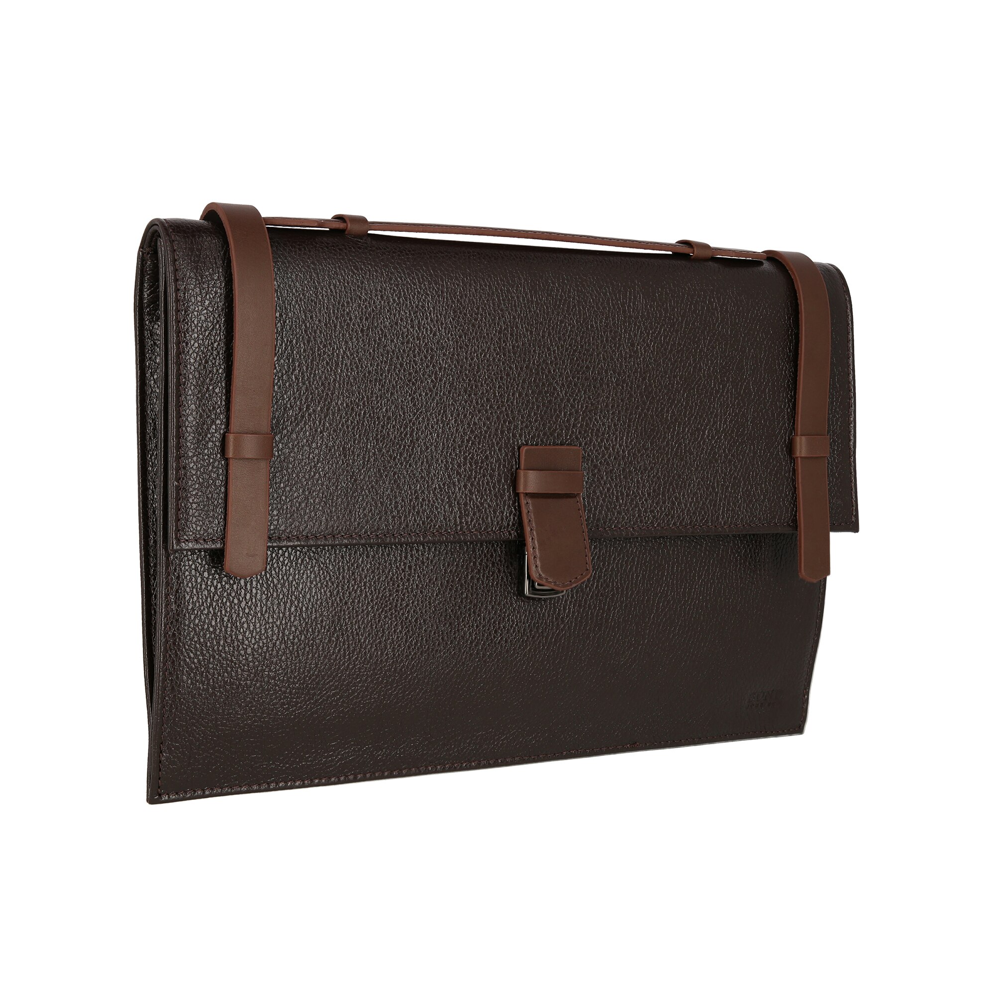 Mapa din piele maro, model cu capac si maner 1098, MAGAZINULDEGENTI