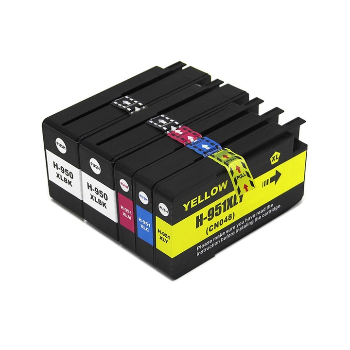 Set 5 cartuse compatibile HP 950XL/951XL, 2 Black, 1 Cyan, 1 Magenta, 1 Yellow