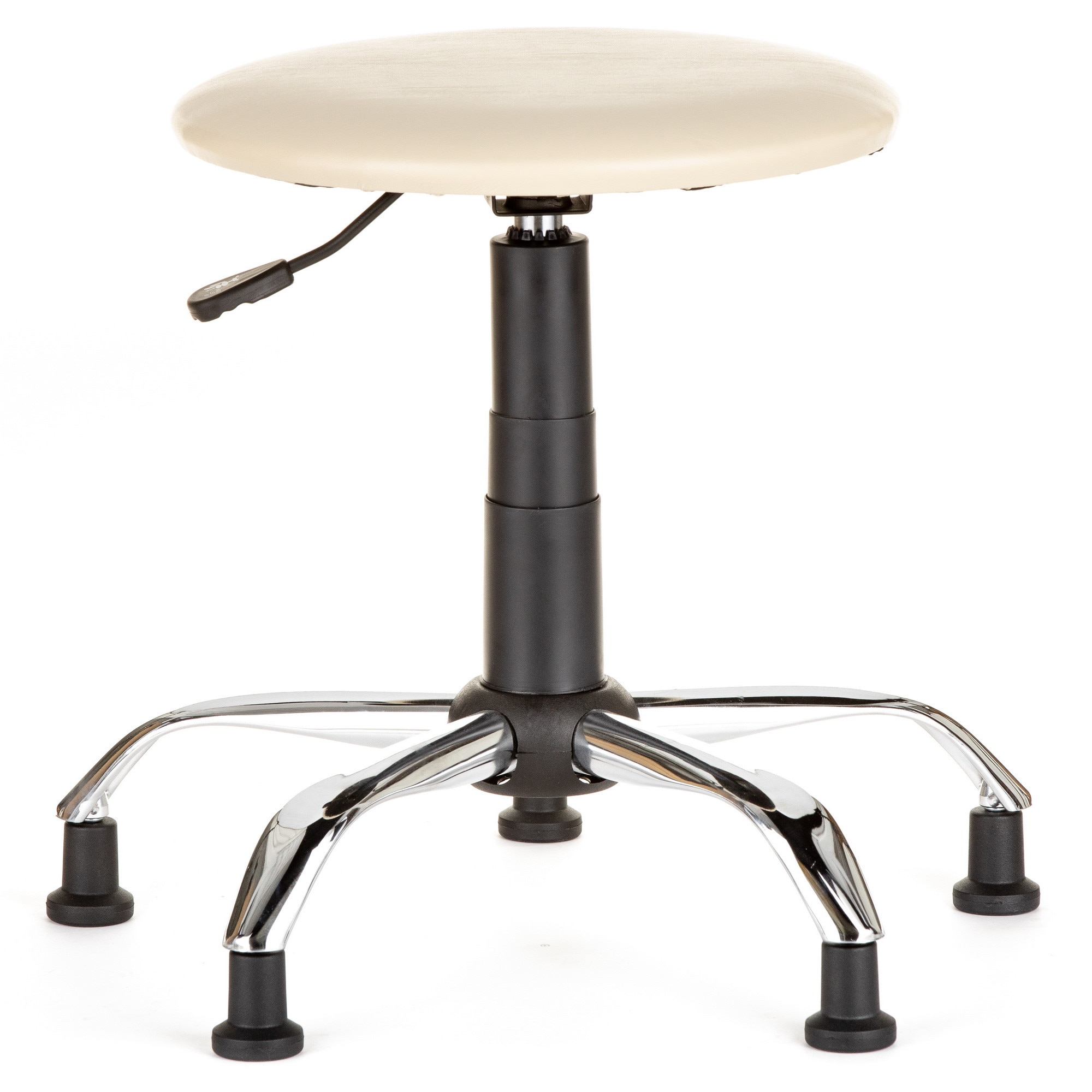 Scaun laborator QMOBILI LAB CR VE Crem, baza cromata, piele ecologica, picioare fixe tip ventuze