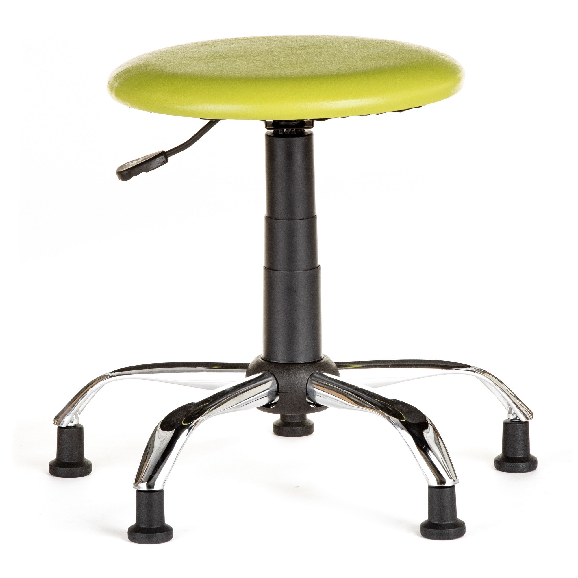 Scaun laborator QMOBILI LAB CR VE Verde, baza cromata, piele ecologica, picioare fixe tip ventuze