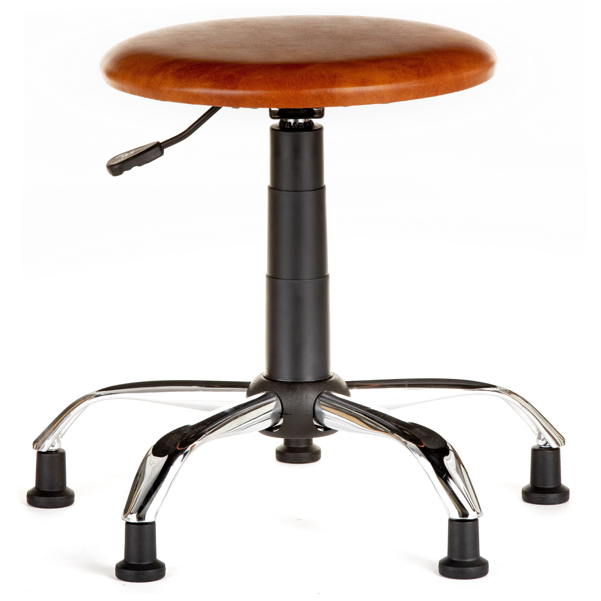 Scaun laborator QMOBILI LAB CR VE Coniac, baza cromata, piele ecologica, picioare fixe tip ventuze