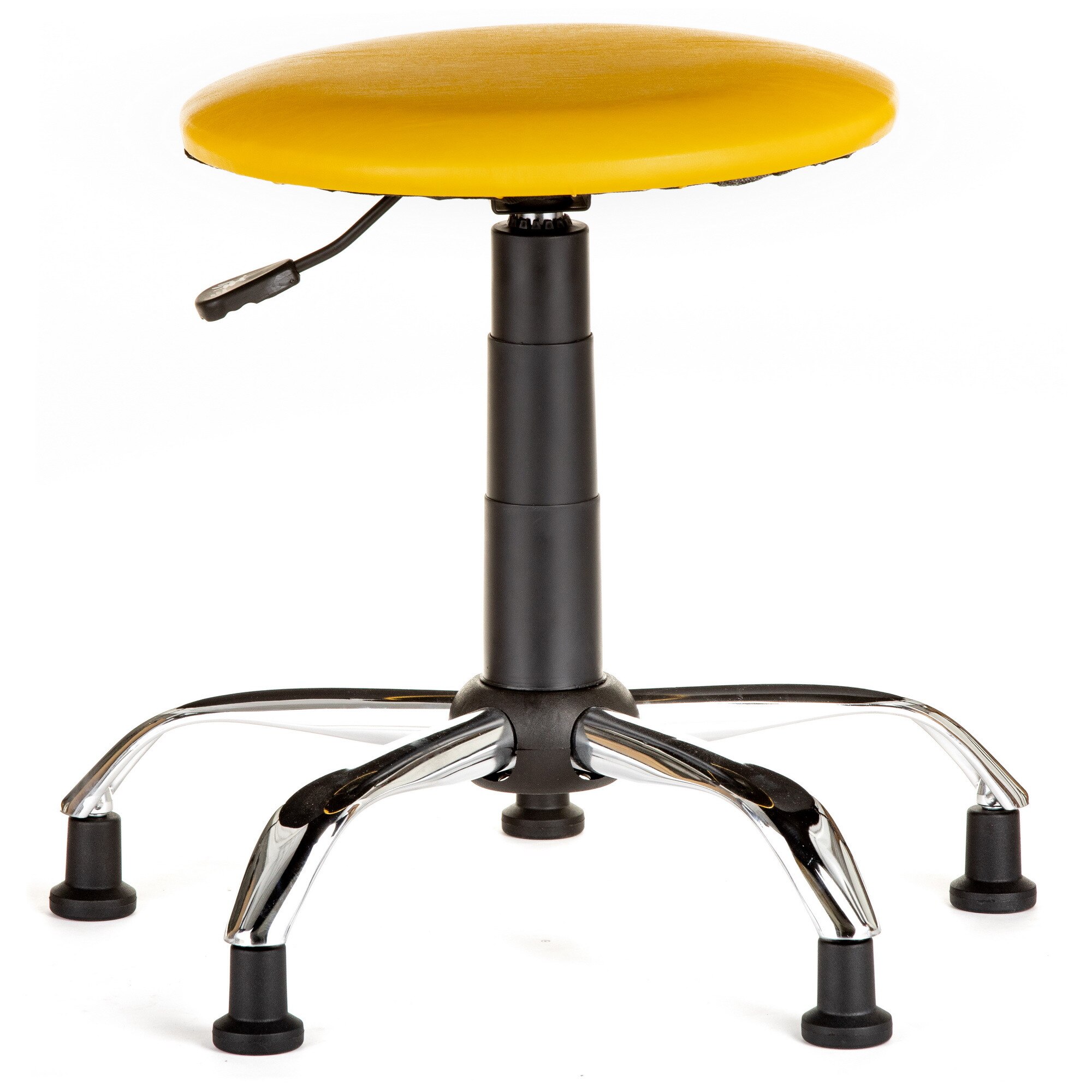 Scaun laborator QMOBILI LAB CR VE Galben, baza cromata, piele ecologica, picioare fixe tip ventuze