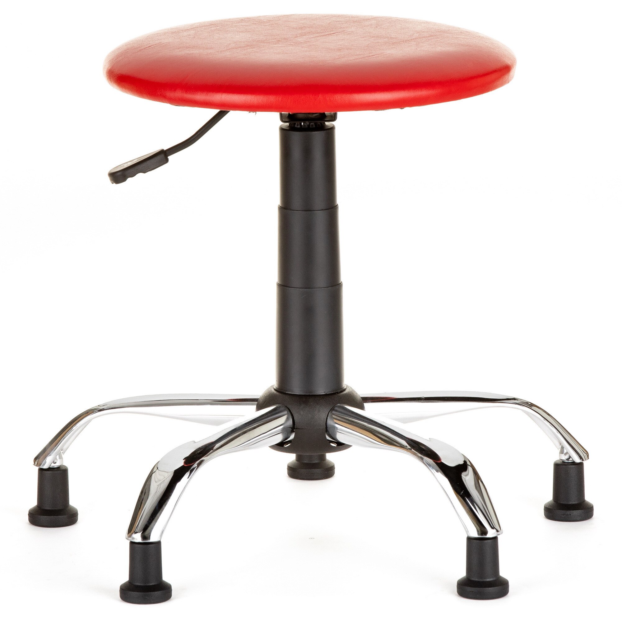 Scaun laborator QMOBILI LAB CR VE Rosu, baza cromata, piele ecologica, picioare fixe tip ventuze