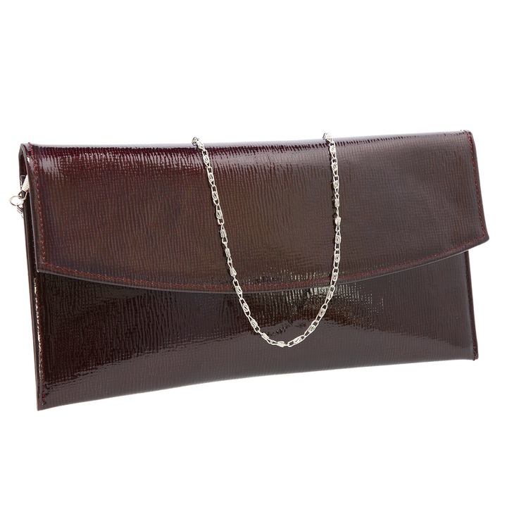 Plic de ocazie visiniu inchis din piele lac striat Magazinul De Genti