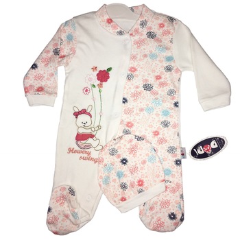 Salopeta cu caciula, bumbac, multicolor, 3 luni Salopeta cu caciula, bumbac, multicolor, 3 luni