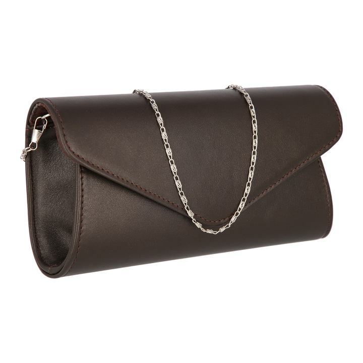 Елегантен плик от бляскава кафява естествена кожа, модел 08, магазин degenti