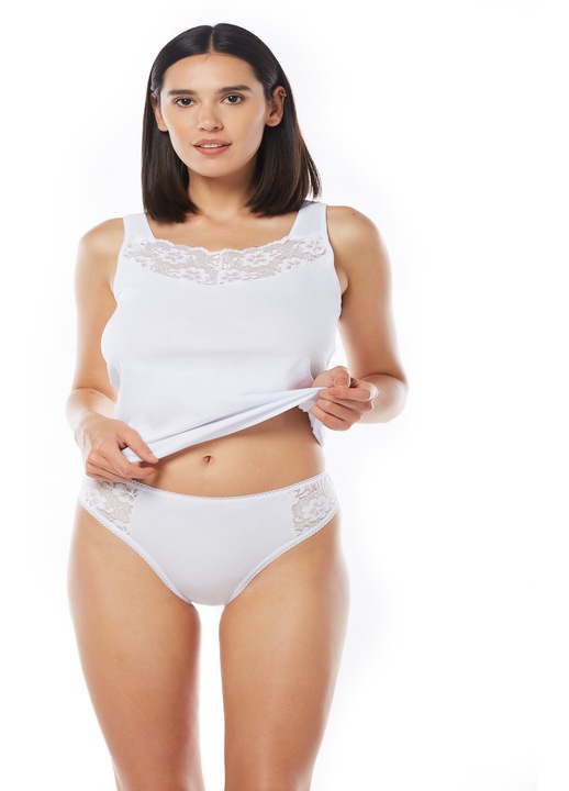 Chiloti din bumbac cu dantela pentru femei NF13 Uniconf, Alb