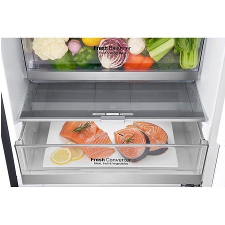 Combina frigorifica LG GBB92MCAXP, 384 l, Full NoFrost, Smart Diagnosis, WIFI, Compresor Centum System, Clasa A+++, H 203 cm, Negru