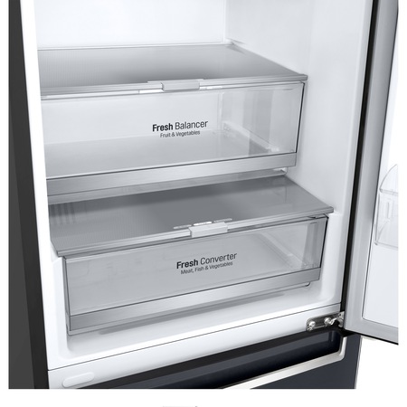 Combina frigorifica LG GBB72MCEFN, 384 l, Clasa A+++, Full NoFrost, Compresor Inverter Linear, H 203 cm, Negru