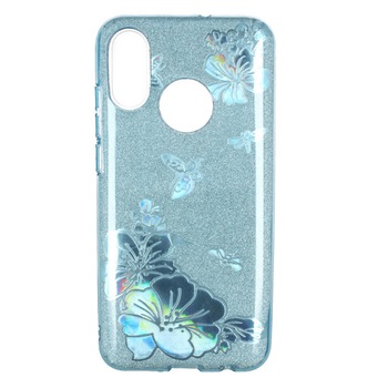 Husa Huawei Y7 Prime 2019 / Y7 2019 TPU Glitter Flower Blue Husa Huawei Y7 Prime 2019 / Y7 2019 TPU Glitter Flower Blue