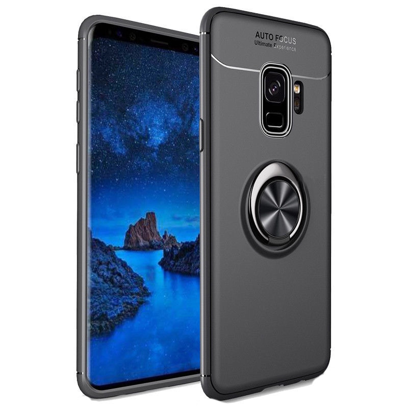 Carcasa Samsung Galaxy S9 , Suport tip Inel sustinere , Silicon Culoare Neagra