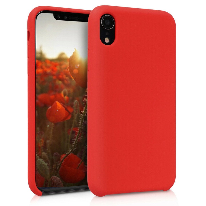Луксозен калъф за iPhone XR Red Slim, течен силикон iPhone XR
