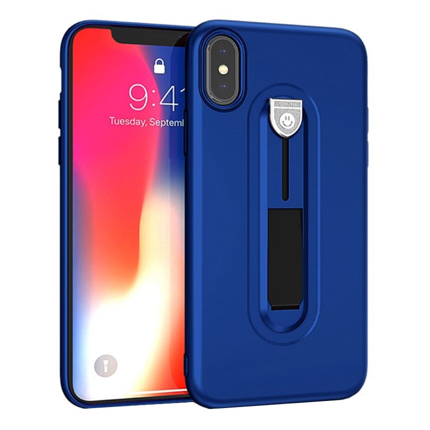 Husa silicon cu suport pentru selfie Iphone Xs Max, Albastru