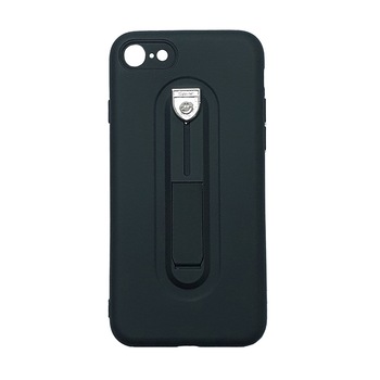 Husa silicon cu suport pentru selfie Iphone 7/8, Negru Husa silicon cu suport pentru selfie Iphone 7/8, Negru