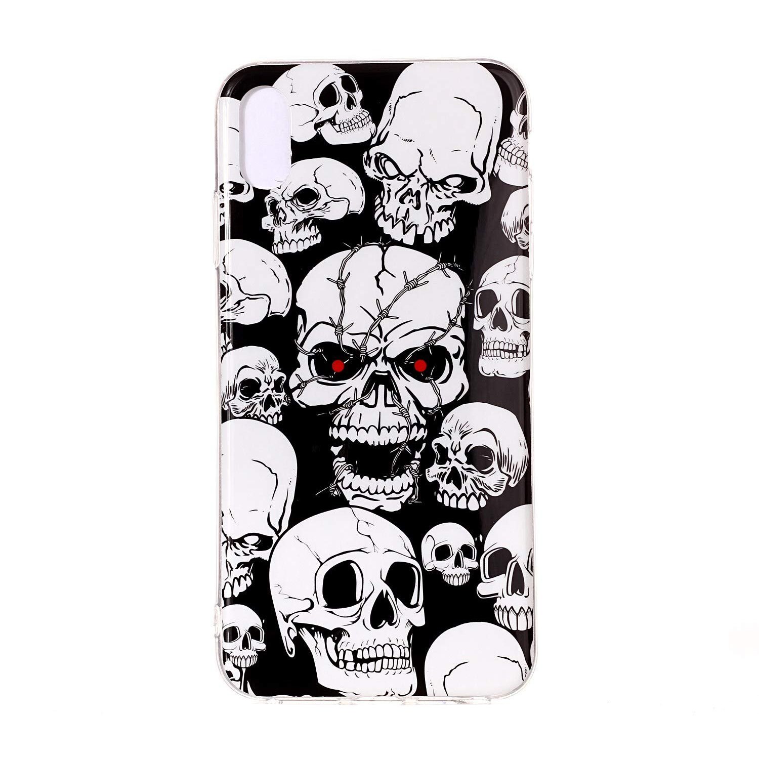Carcasa Husa Apple iPhone XS Max Model Skulls, Fosforescent, Antisoc + Folie sticla securizata Apple iPhone XS Max Tempered Glass Viceversa