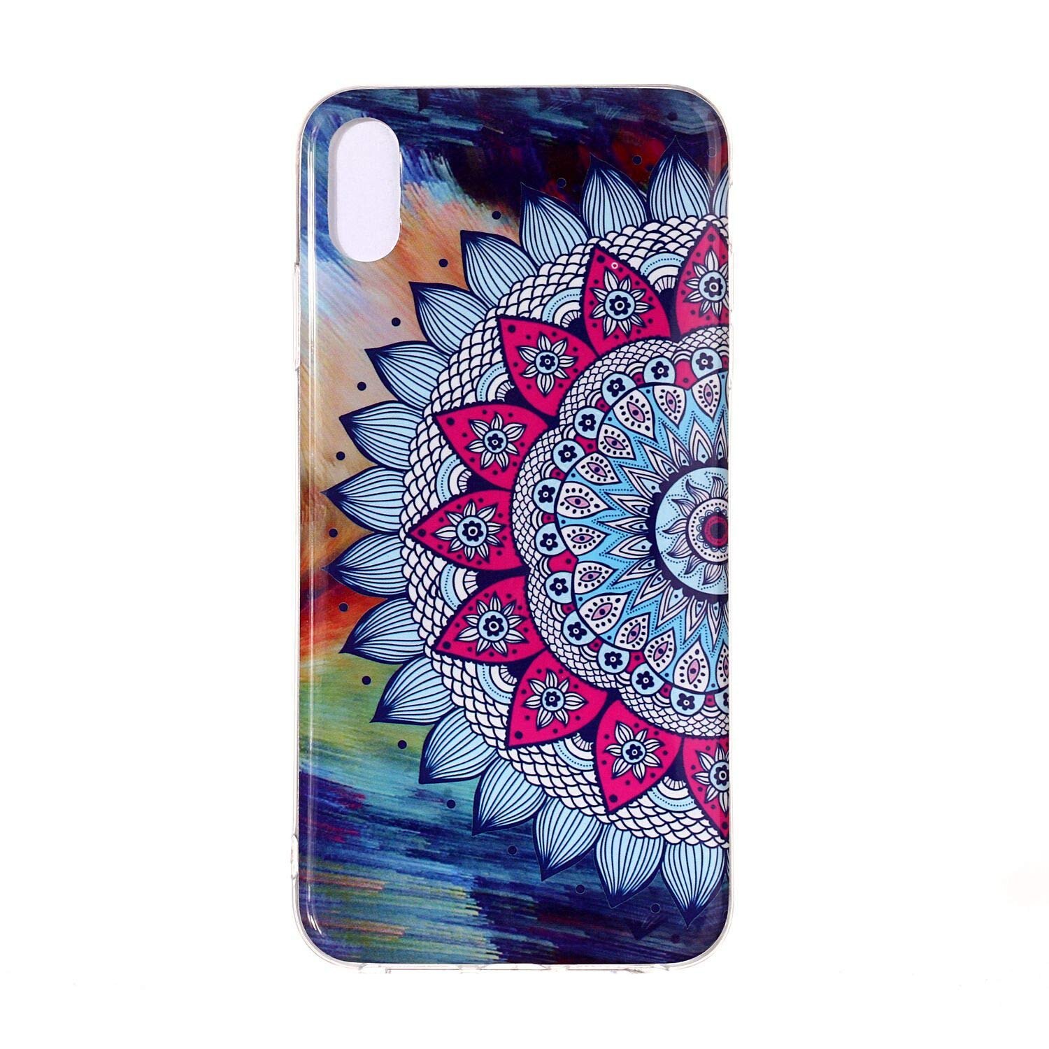 Carcasa Husa Apple iPhone XS Max Model Mandala, Fosforescent, Antisoc + Folie sticla securizata Apple iPhone XS Max Tempered Glass Viceversa