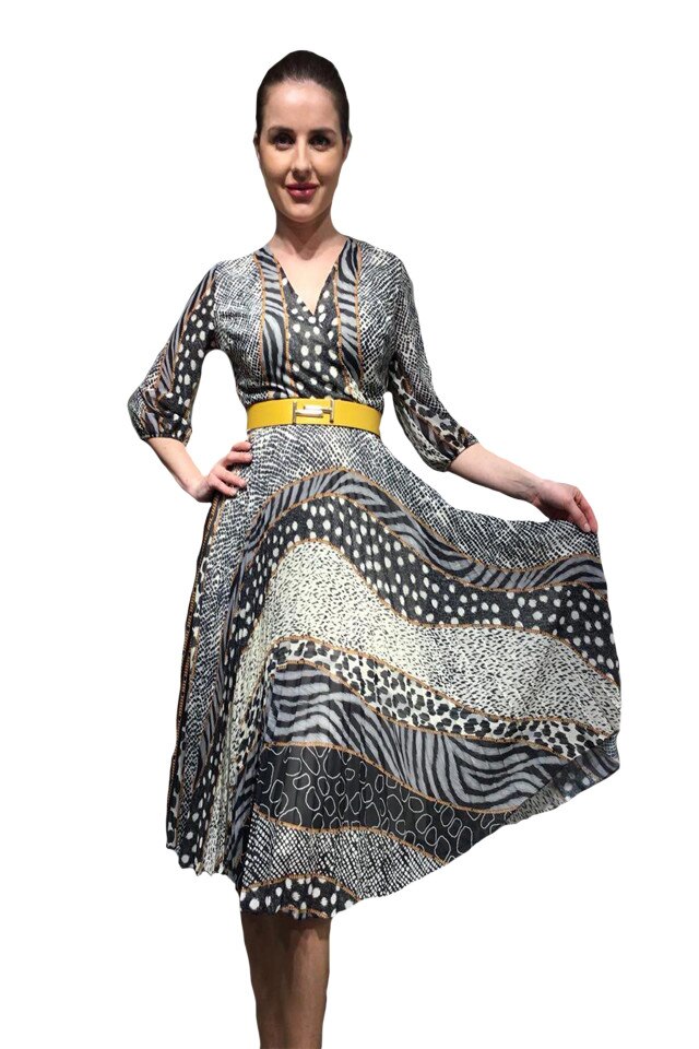 Rochie elganta Diana,imprimeu floral,D&J Exclusive, Gri