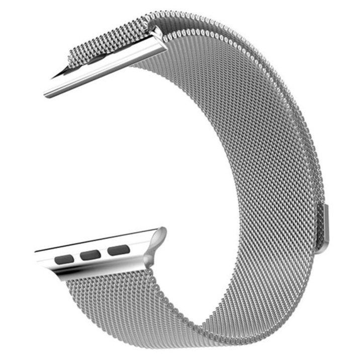 Curea metalica de tip Milanese Loop Compatibila cu Apple Watch, 40mm, Argintiu