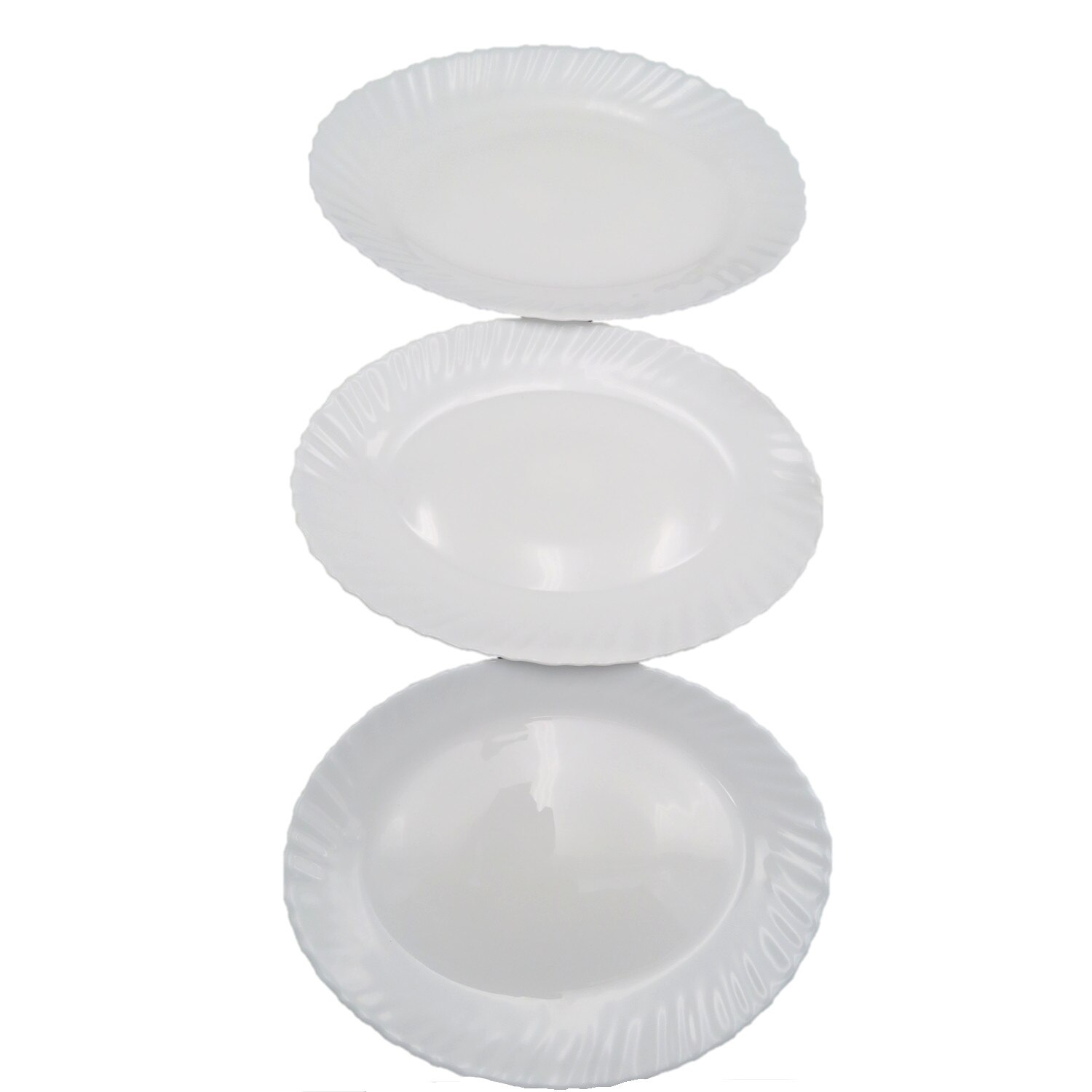 Set 3 platouri, opal, alb