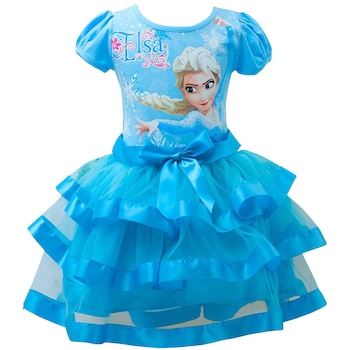 Rochita eleganta cu volane din voal, Elsa, bleu, bumbac, vara Rochita eleganta cu volane din voal, Elsa, bleu, bumbac, vara