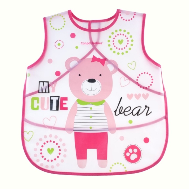 Baveta - sortulet „Puppets“, Canpol babies®, fara BPA, roz