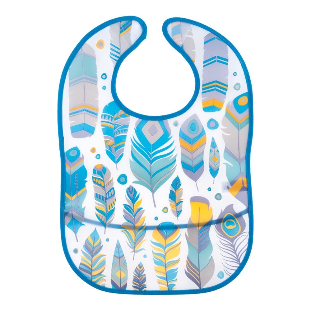 Baveta impermeabila Canpol Babies Feather 9/234A, Albastru 6+ luni
