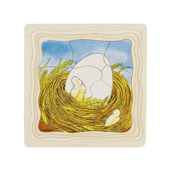 Puzzle puisori de gaina, Goki, Lemn, 3 ani+ Puzzle puisori de gaina, Goki, Lemn, 3 ani+