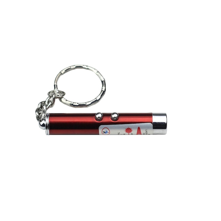 Electro 2 az 1-ben kulcstartó, LED zseblámpával és lézerrel, elemekkel, piros