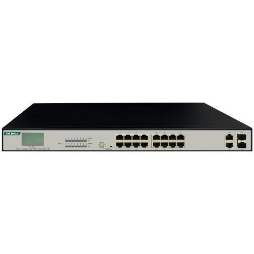 Switch IP View IW3020FSNL, 16 porturi 10/100Mbps + 2G Combo TP/SFP, PoE, Display LCD, 300W