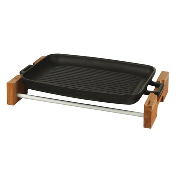 Grill fonta 31 x 42 cm, cu suport lemn - LAVA Grill fonta 31 x 42 cm, cu suport lemn - LAVA