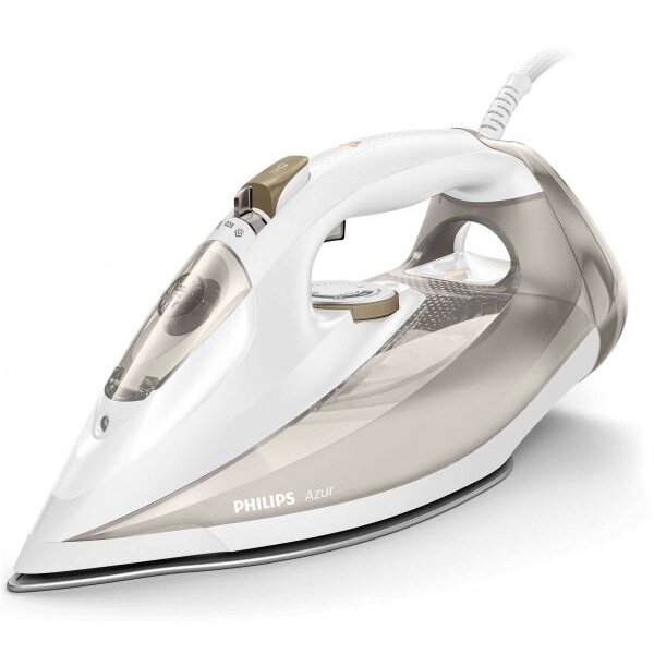 Fier de calcat cu aburi Philips Azur Steam GC4552/00, 2400W, SteamGlide Plus, Jet de abur continuu de 45g/min, Alb/Argintiu