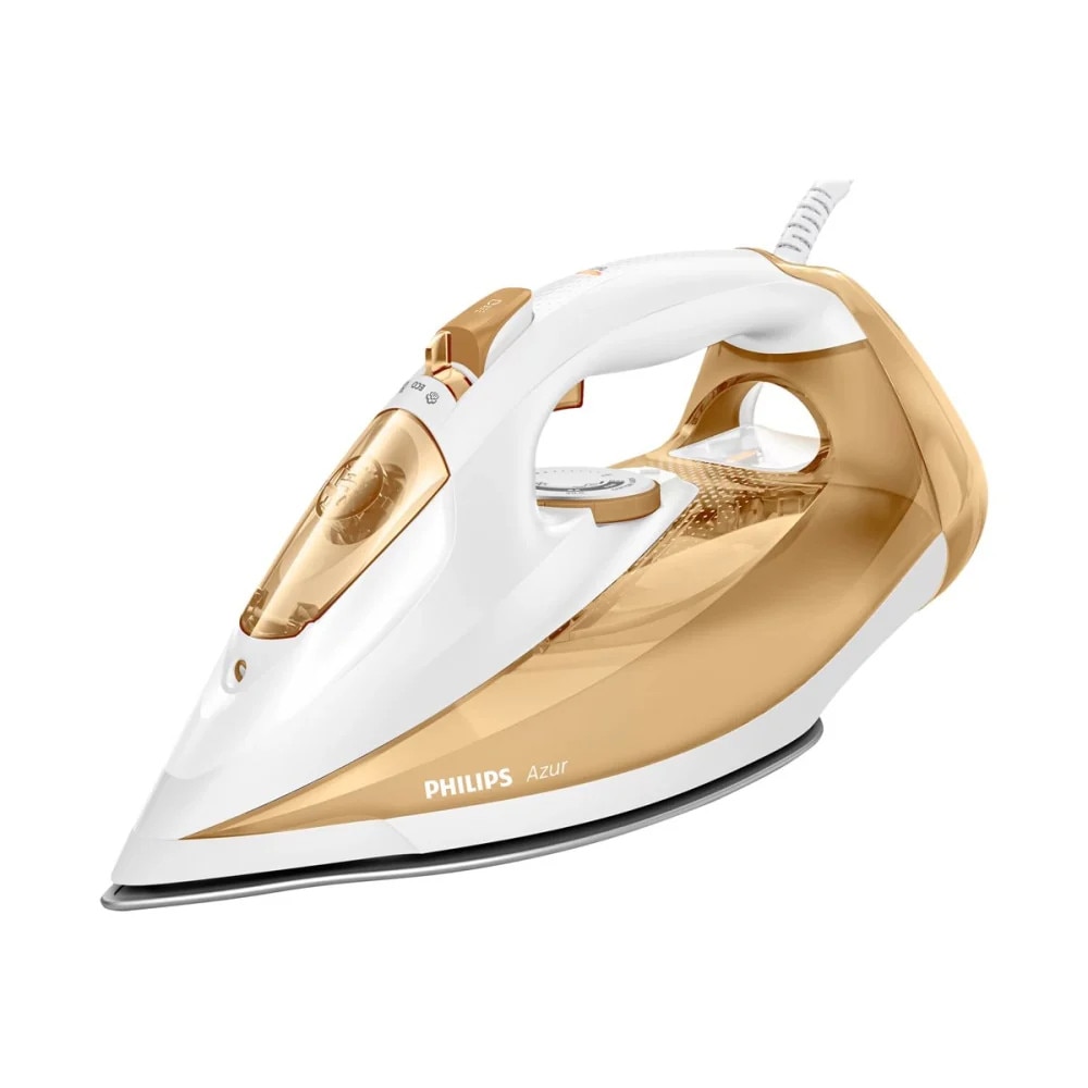 Fier de calcat cu aburi Philips Azur Steam GC4552/00, 2400W, SteamGlide Plus, Jet de abur continuu de 45g/min, Alb/Argintiu