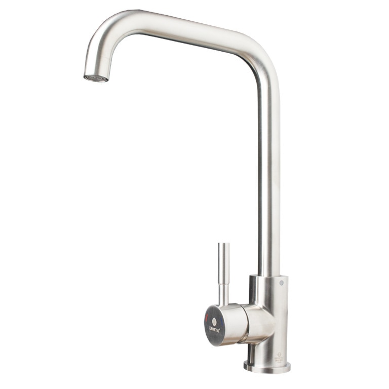 Baterie bucatarie inox teava 90, Crom