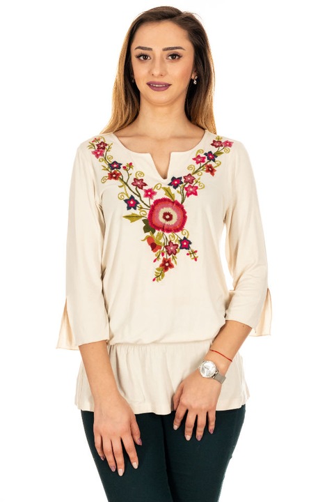 Bluza florala cu elastic pe sold, Cara, marime M-L