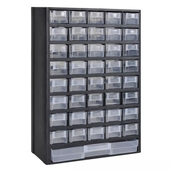 Dulap pentru unelte cu 41 sertare, vidaXL, Plastic, 31 x 13,8 x 49 cm, Negru Dulap pentru unelte cu 41 sertare, vidaXL, Plastic, 31 x 13,8 x 49 cm, Negru