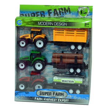 Set tractoare frictiune Super Farm Harvest Expert, Multicolor Set tractoare frictiune Super Farm Harvest Expert, Multicolor