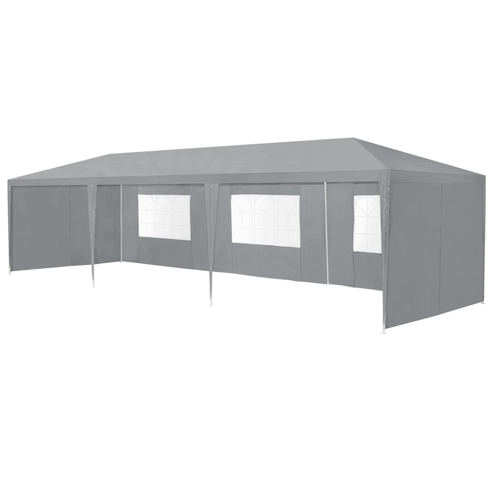 Pavilion gradina AAGP-9604, casa.pro, 900 x 300 x 255 cm, metal/polietilena, gri inchis