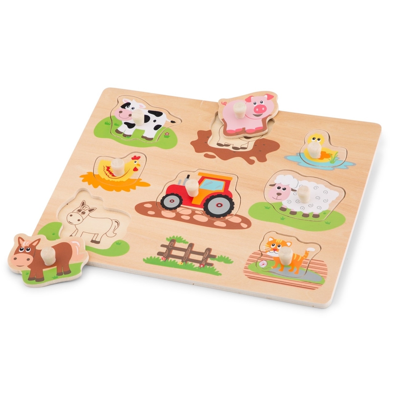Puzzle din lemn New Classic Toys Ferma, 300 x 225 x 25 mm, +2 ani, multicolor, MGC