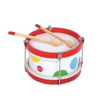 Jucarie din lemn Janod Confetti - Prima mea toba, rosie Jucarie din lemn Janod Confetti - Prima mea toba, rosie