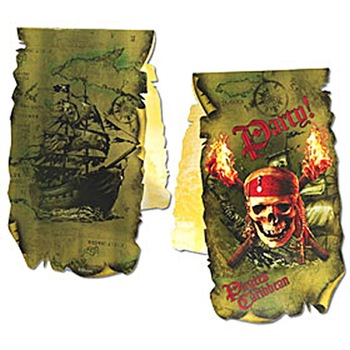 Invitatii de petrecere Piratii din Caraibe, Set 6 buc Invitatii de petrecere Piratii din Caraibe, Set 6 buc