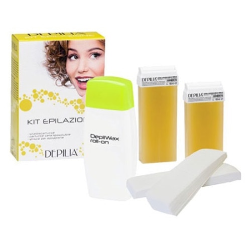 Kit profesional Epilare Honey, Depilia Italy, incalzitor, 2 rezerve de ceara, benzi, 3 piese