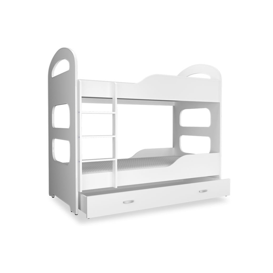 Pat supraetajat Eurotel Dominik, 160x80 cm, 2xSaltea inclusa, MDF, Alb