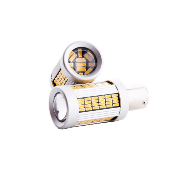 Set 2 becuri LED BAU15S PY21W 135SMD 4014 ORANGE CANBUS EPL160 Einparts