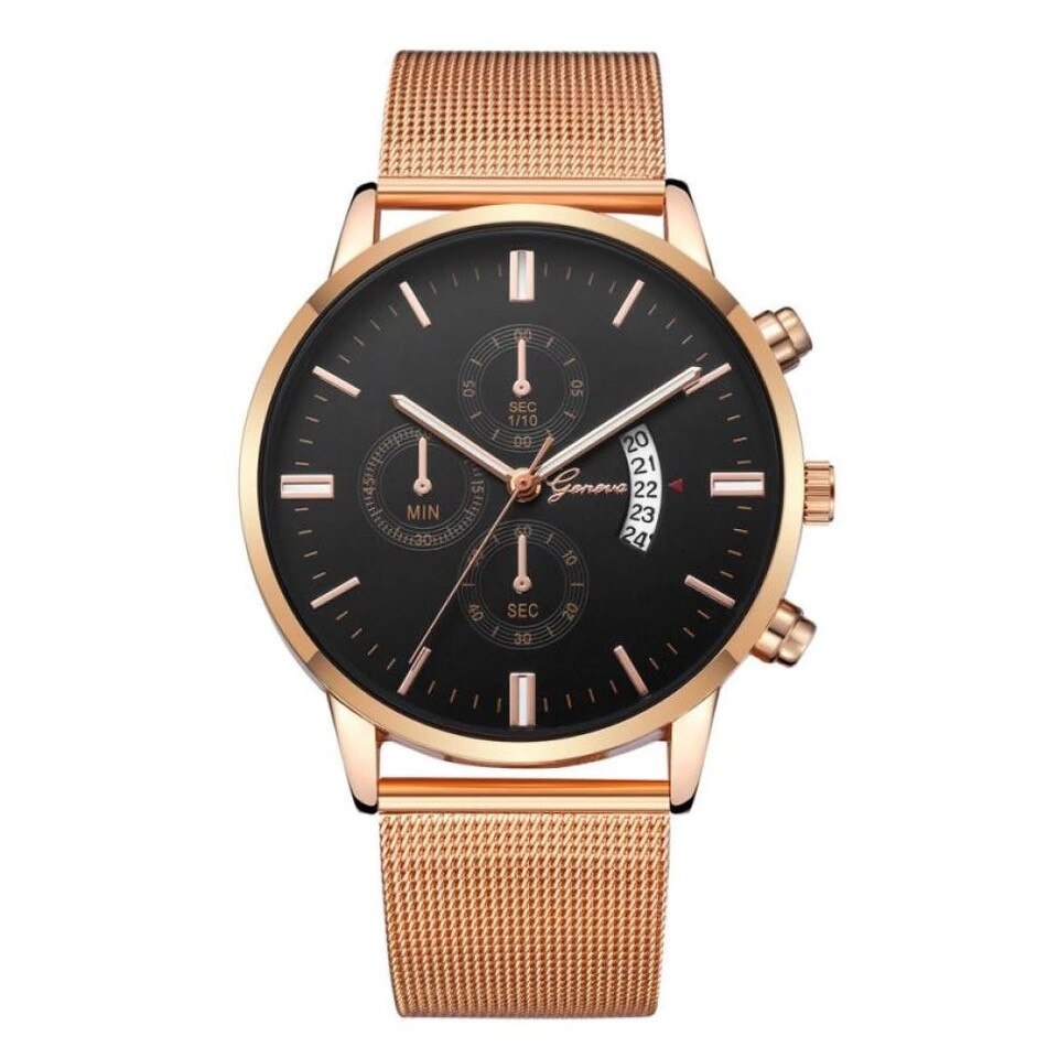 Ceas dama elegant Geneva Cromina, negru-rose gold