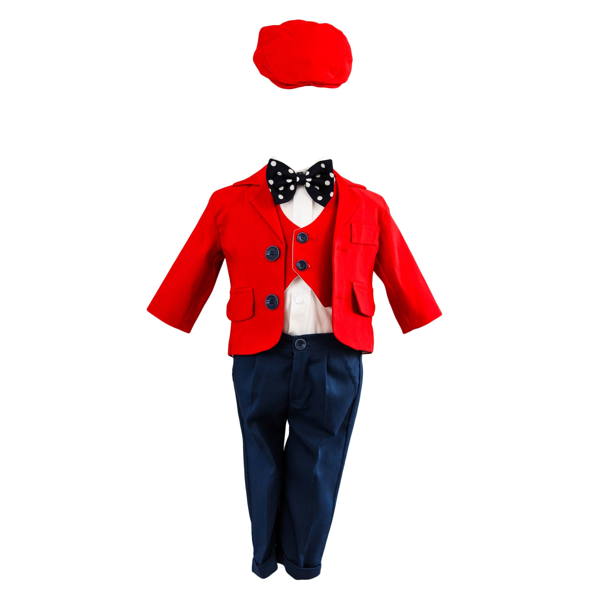 Costum botez Player rosu-bleumarin, varsta 0-3 luni