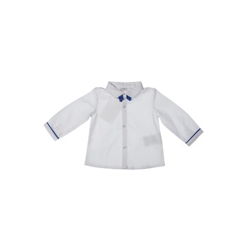 Camasa cu papion baieti Mayoral, Alb/Albastru, 2-4luni(65cm) Camasa cu papion baieti Mayoral, Alb/Albastru, 2-4luni(65cm)